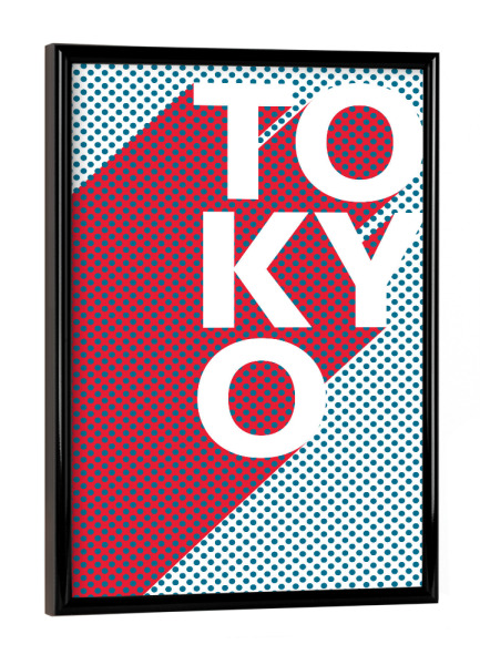 Poster mit schwarzem Rahmen "Tokio Pop Art" artboxONE - Typografie,Reise,Abstrakt,Städte / Tokio - Stadt,Popart,Retro,City,Tokio,Tokyo,Japan