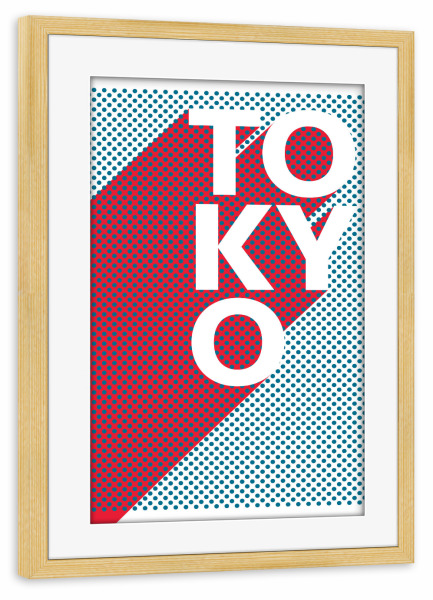 Poster mit Rahmen kiefer "Tokio Pop Art" artboxONE - Typografie,Reise,Abstrakt,Städte / Tokio - Stadt,Popart,Retro,City,Tokio,Tokyo,Japan