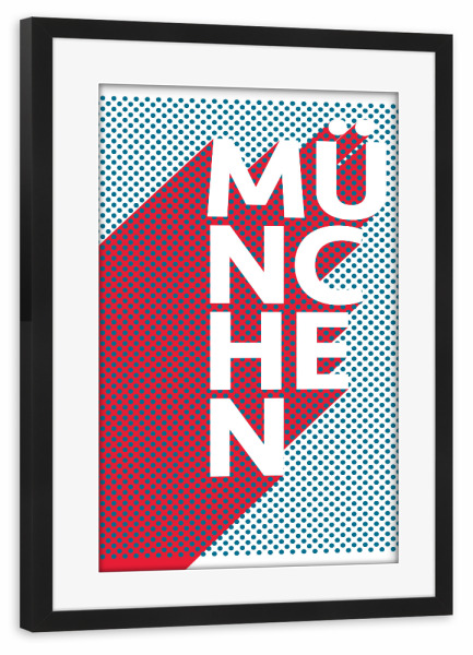 Poster mit Rahmen schwarz "München Pop Art" artboxONE - Städte / München,Typografie,Reise,Abstrakt - Stadt,Popart,Retro,City,München,Bayern