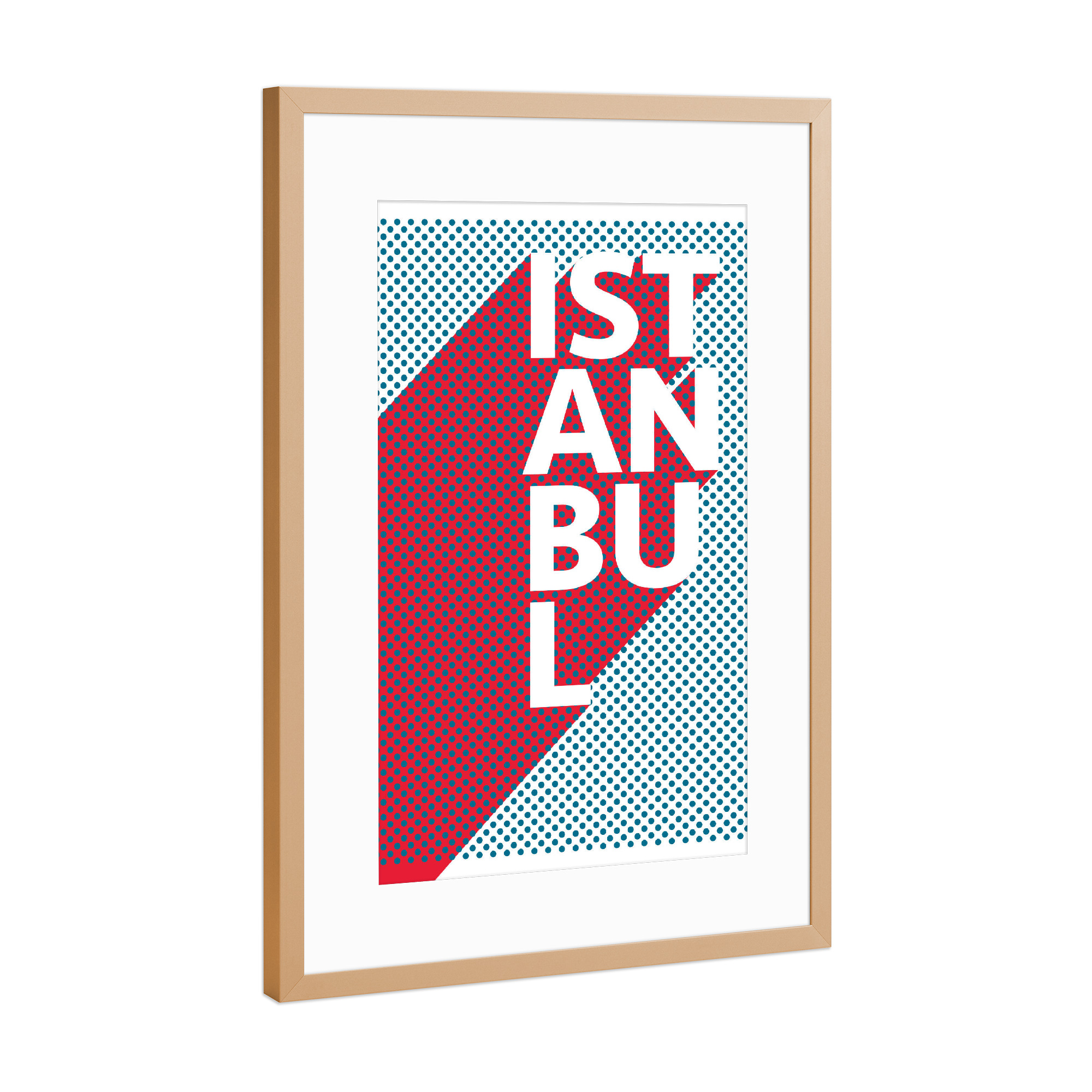 Poster mit Rahmen Kupfer "Istanbul Pop Art" artboxONE - Typografie,Reise,Abstrakt,Städte / Istanbul - Stadt,Popart,Retro,City,Istanbul,Türkei