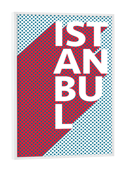 Poster mit weißem Rahmen "Istanbul Pop Art" artboxONE - Typografie,Reise,Abstrakt,Städte / Istanbul - Stadt,Popart,Retro,City,Istanbul,Türkei