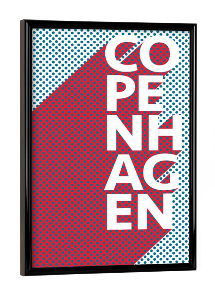 Poster mit schwarzem Rahmen "Copenhagen Pop Art" artboxONE - Typografie,Reise,Abstrakt,Städte / København
