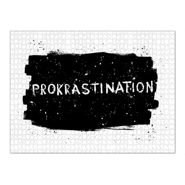 Puzzle Ravensburger "Prokrastination" artboxONE - Typografie,Schwarzweiß - Typo,Prokrastination,Spruch,Wort,Aufschieben,Faul,Student,Faultier,Sloth