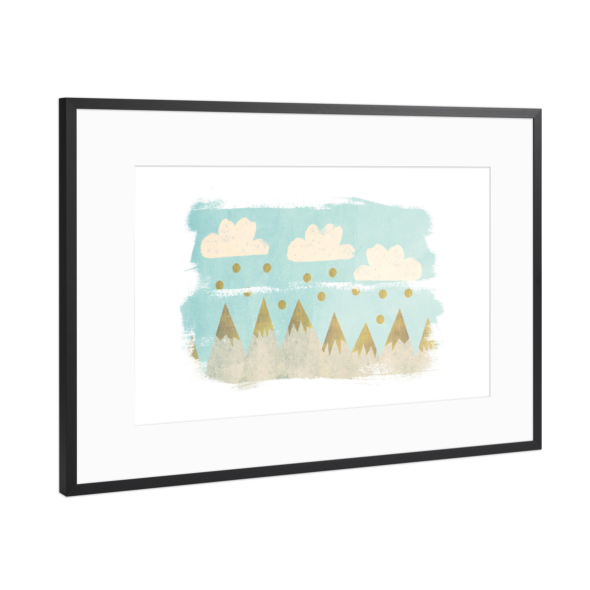 Poster mit Rahmen Schwarz (Metallic) "Schneeberg I" artboxONE - Natur,Abstrakt - Schnee,Berg,Gold,Winter,Vintage,Dezember,Wolken,Himmel