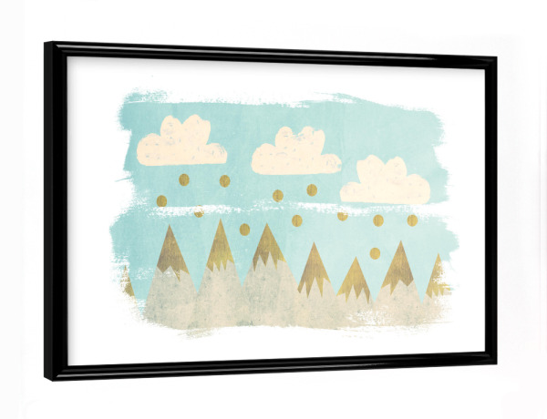Poster mit schwarzem Rahmen "Schneeberg I" artboxONE - Natur,Abstrakt - Schnee,Berg,Gold,Winter,Vintage,Dezember,Wolken,Himmel