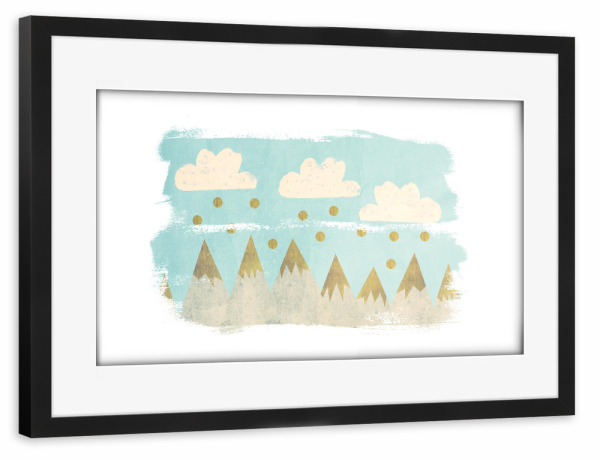 Poster mit Rahmen schwarz "Schneeberg I" artboxONE - Natur,Abstrakt - Schnee,Berg,Gold,Winter,Vintage,Dezember,Wolken,Himmel