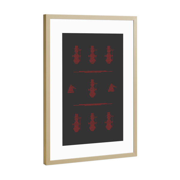 Poster mit Rahmen Gold "Binary Xmas Snowman red" artboxONE - Weihnachten