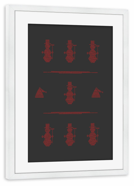 Poster mit Rahmen weiß "Binary Xmas Snowman red" artboxONE - Weihnachten