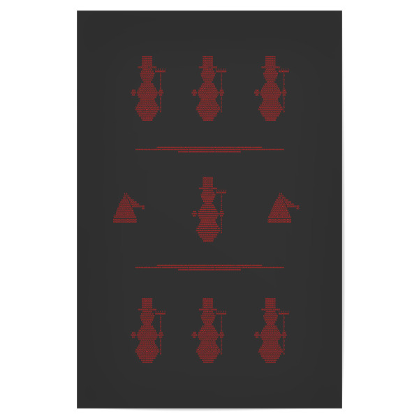 Poster "Binary Xmas Snowman red" artboxONE - Weihnachten