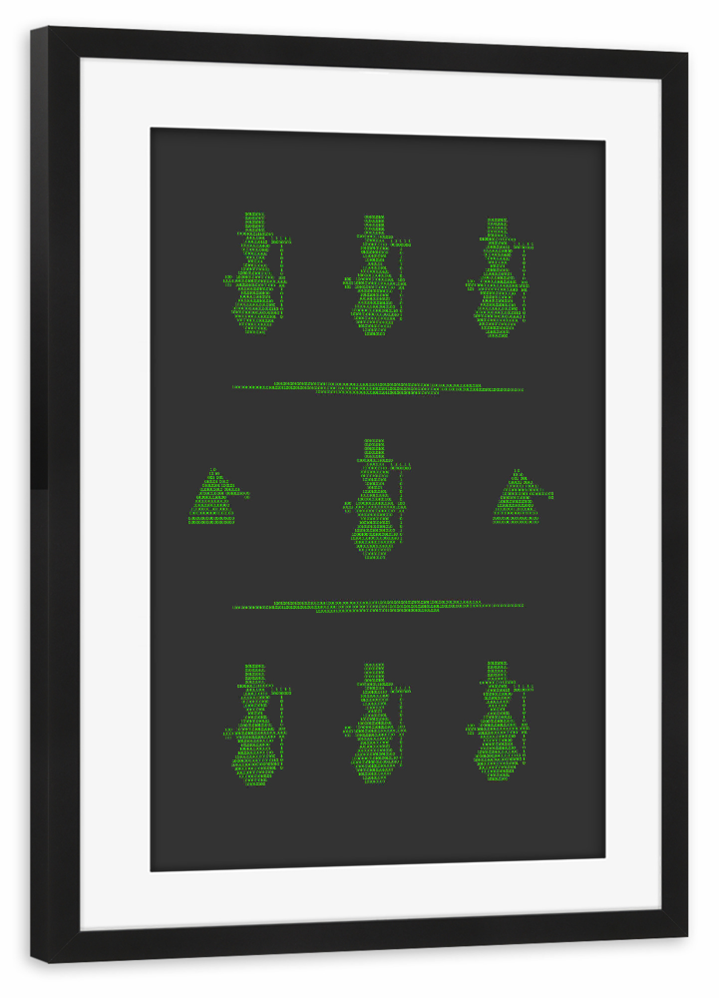 Poster mit Rahmen schwarz "Binary Xmas Snowman" artboxONE - Weihnachten
