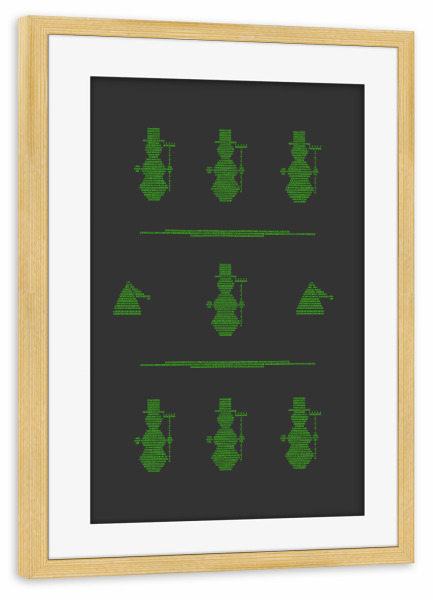 Poster mit Rahmen kiefer "Binary Xmas Snowman" artboxONE - Weihnachten