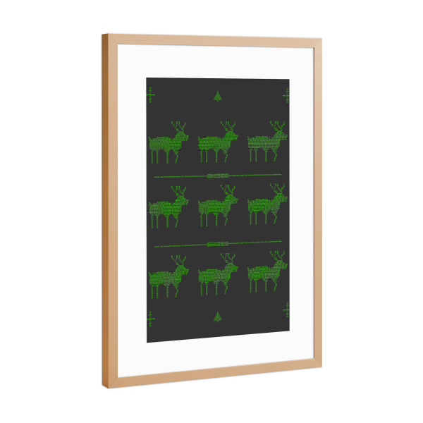 Poster mit Rahmen Kupfer "Binary Xmas Reindeer" artboxONE - Weihnachten