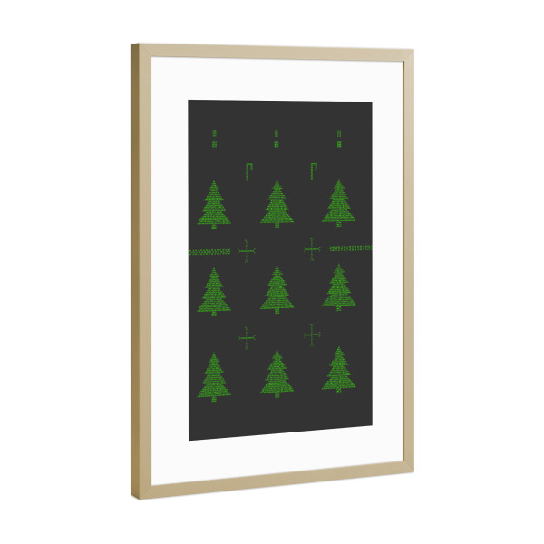 Poster mit Rahmen Gold "Binary Xmas Trees" artboxONE - Weihnachten