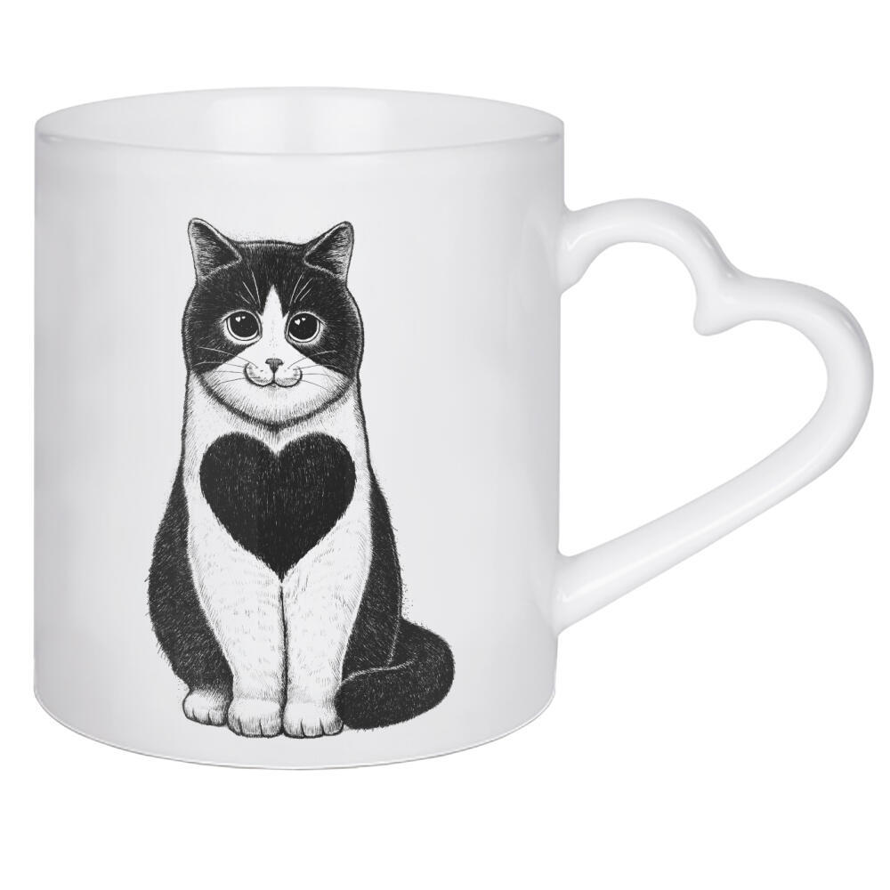 Herztasse "Katze mit Herz" artboxONE - Tiere,Liebe - Katze,Kätzchen,Haustier,Tiere,Tier,Liebe,Herz,Niedliches kätzchen,Valentinstag