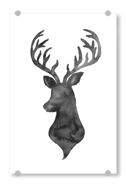 Acrylglasbild "Silhouette Deer" artboxONE - Schwarzweiß,Fashion
