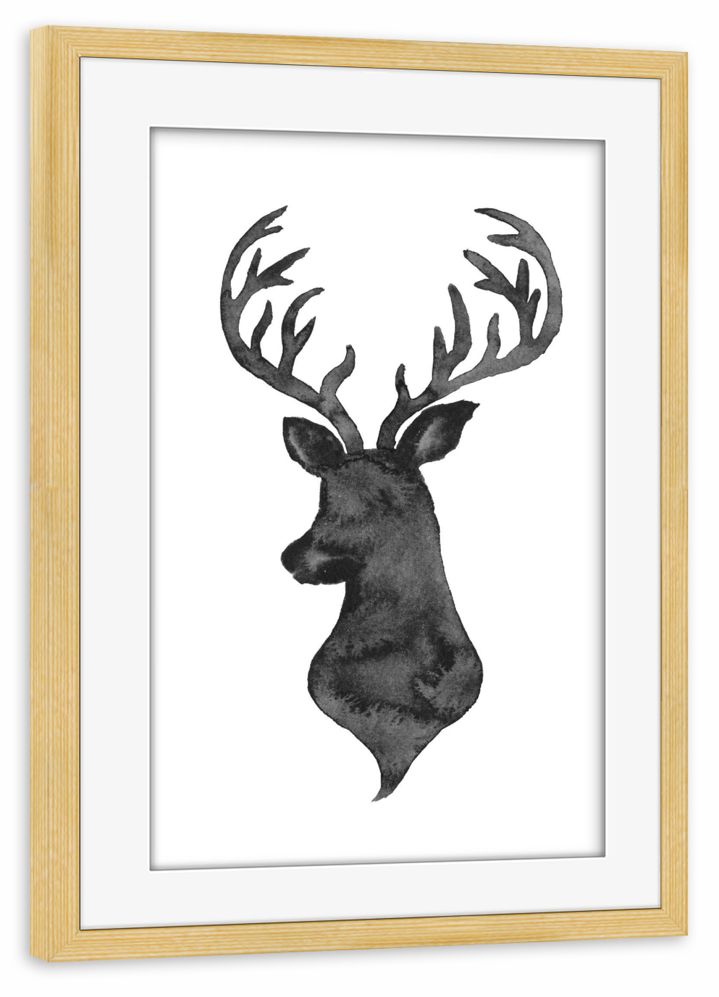 Poster mit Rahmen kiefer "Silhouette Deer" artboxONE - Schwarzweiß,Fashion