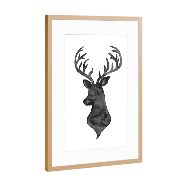 Poster mit Rahmen Kupfer "Silhouette Deer" artboxONE - Schwarzweiß,Fashion