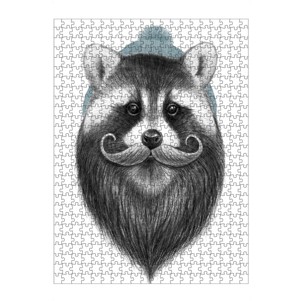 Puzzle Ravensburger "Bearded raccoon" artboxONE - Tiere,Schwarzweiß,Fashion,Festivals