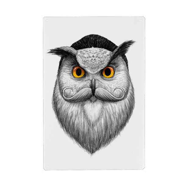Holzbild "Bearded owl" artboxONE - Tiere,Schwarzweiß,Fashion,Festivals