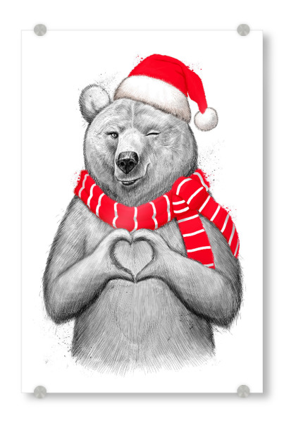 Acrylglasbild "Christmas bear girl" artboxONE - Tiere,Fashion