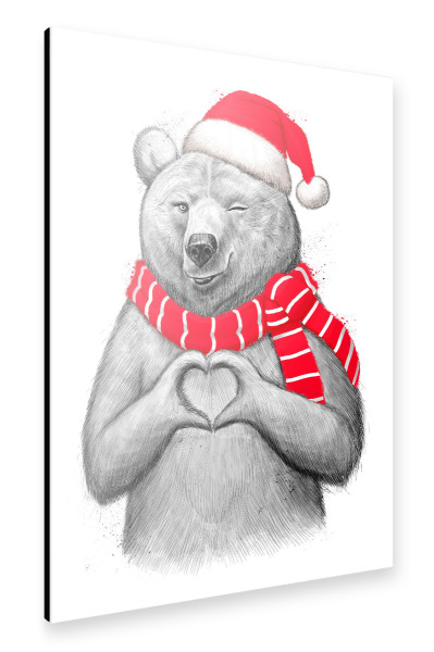 Alu-Dibond "Christmas bear girl" 30x20 cm artboxONE