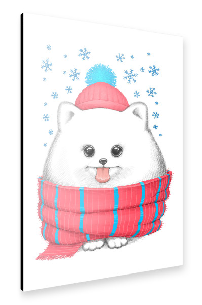 Alu-Dibond "Winter dog" 30x20 cm artboxONE