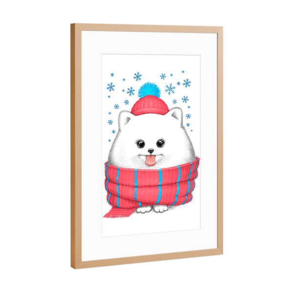 Poster mit Rahmen Kupfer "Winter dog" artboxONE - Natur,Tiere,Fashion