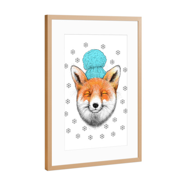 Poster mit Rahmen Kupfer "Winter fox" artboxONE - Natur,Tiere,Fashion