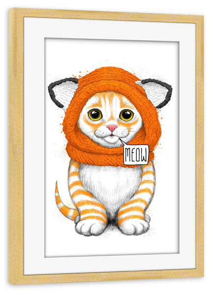 Poster mit Rahmen kiefer "Winter kitten" artboxONE - Natur,Tiere,Fashion