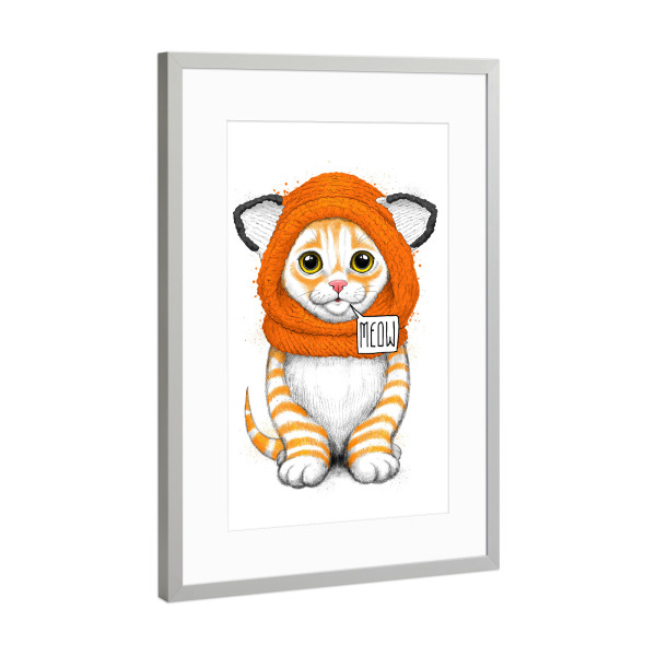 Poster mit Rahmen Silber "Winter kitten" artboxONE - Natur,Tiere,Fashion