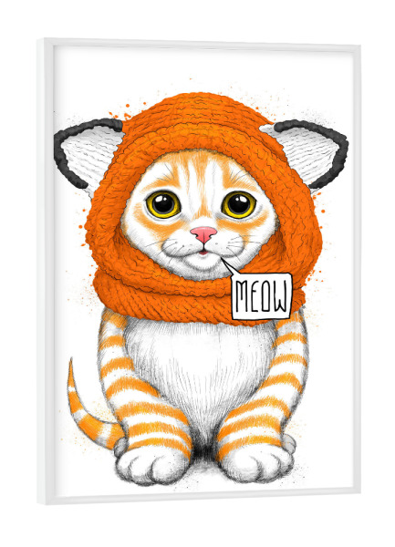 Poster mit weißem Rahmen "Winter kitten" artboxONE - Natur,Tiere,Fashion