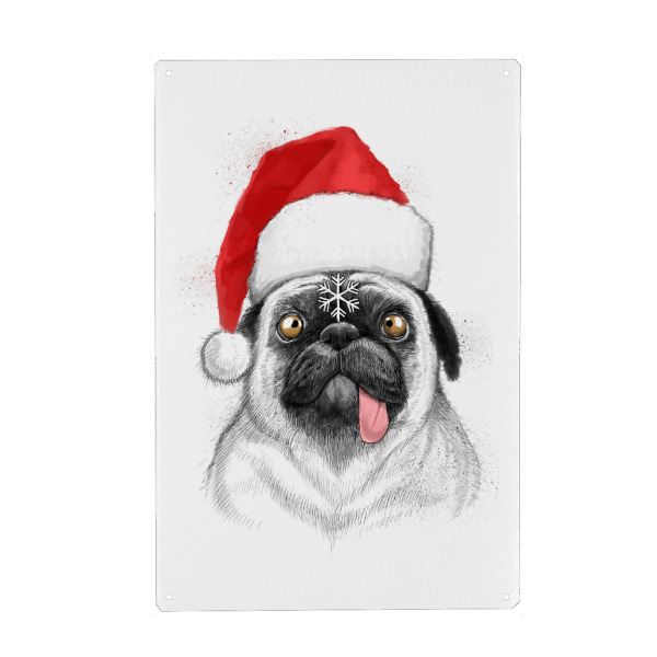 Metall Poster "Сhristmas pug" artboxONE - Natur,Tiere,Fashion