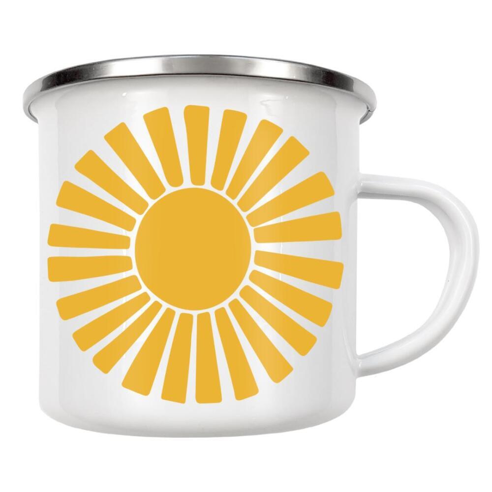 Emaille Tasse "Abstrakter Boho-Sonnenschein" artboxONE - Für Kinder - Boho,Sonne,Sonnenschein,Druck,Kunst,Kinder,Kind,Baby,Babysonne,Druckbar