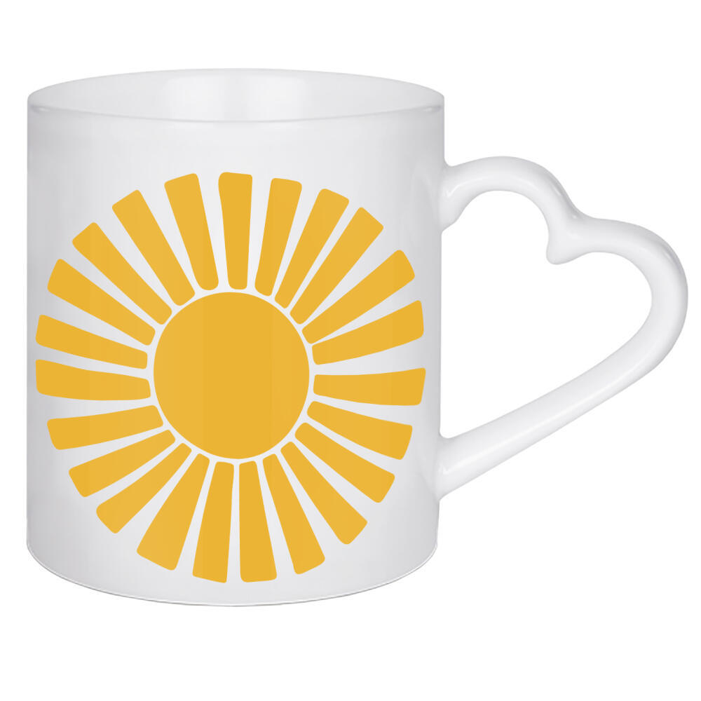 Herztasse "Abstrakter Boho-Sonnenschein" artboxONE - Für Kinder - Boho,Sonne,Sonnenschein,Druck,Kunst,Kinder,Kind,Baby,Babysonne,Druckbar