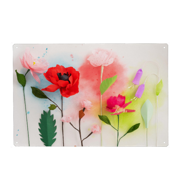 Metall Poster "Paper flowers and watercolors" artboxONE - Floral,Abstrakt