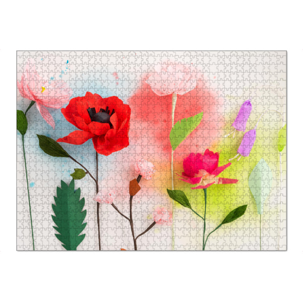 Puzzle Ravensburger "Paper flowers and watercolors" artboxONE - Floral,Abstrakt
