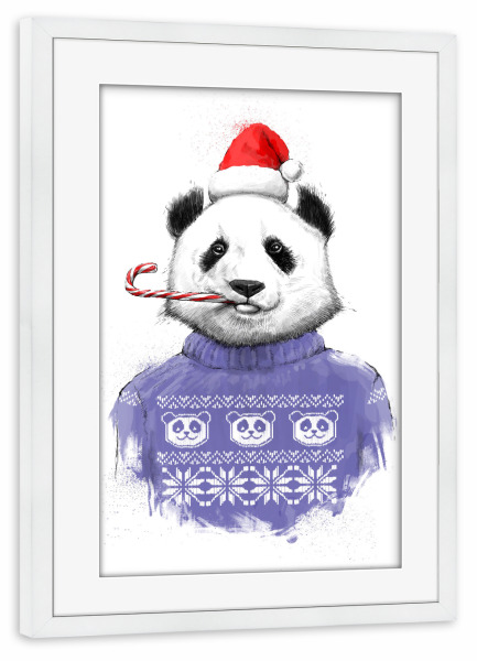 Poster mit Rahmen weiß "Christmas panda" artboxONE - Tiere,Fashion,Weihnachten