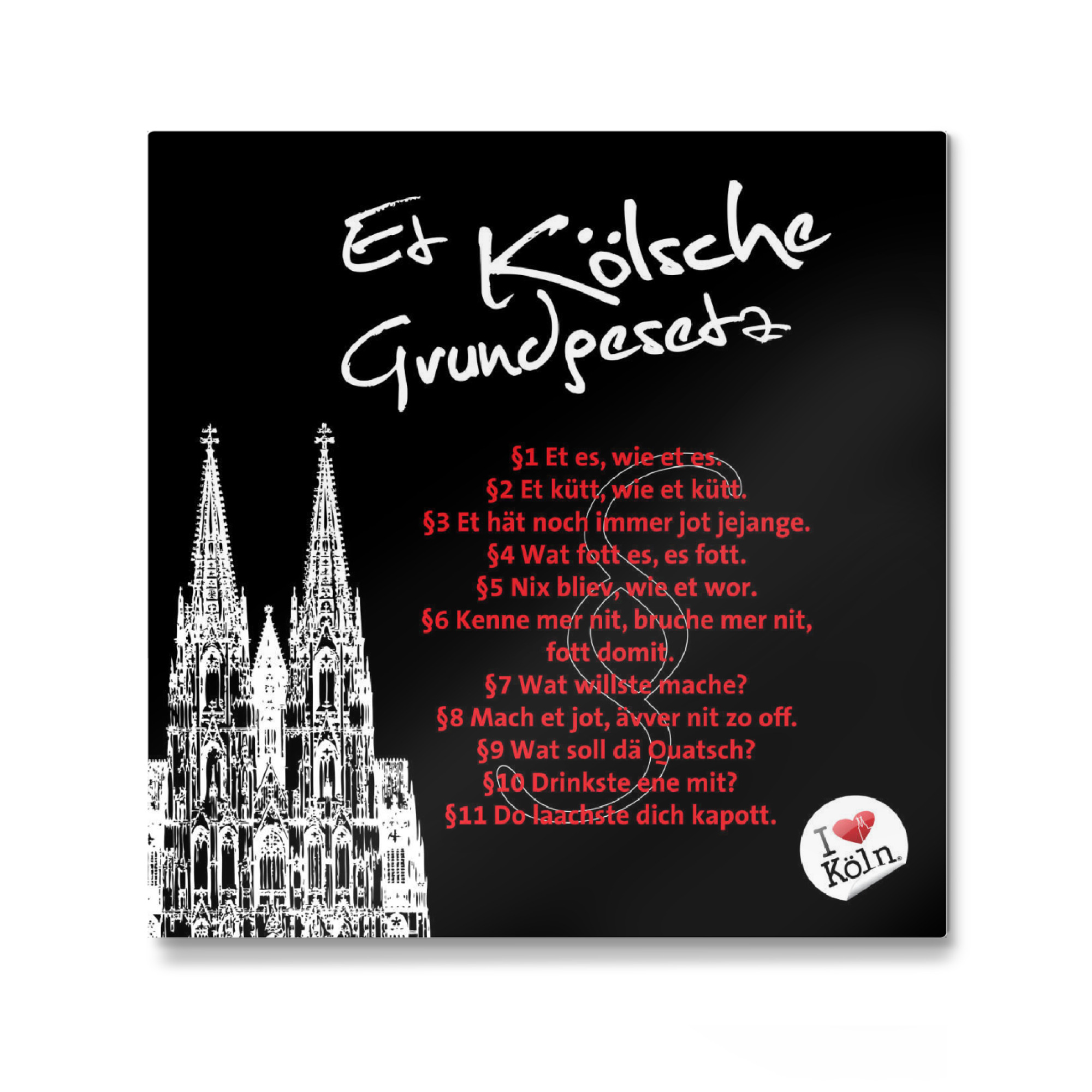 Galerie-Print "ET KÖLSCHE GRUNDGESETZ schwarz" 30x30 cm artboxONE