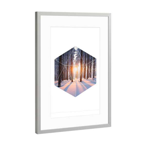 Poster mit Rahmen Silber "Winter Landscape" artboxONE - Natur