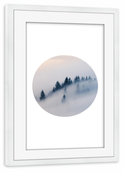 Poster mit Rahmen weiß "Forest With Mist" artboxONE - Natur