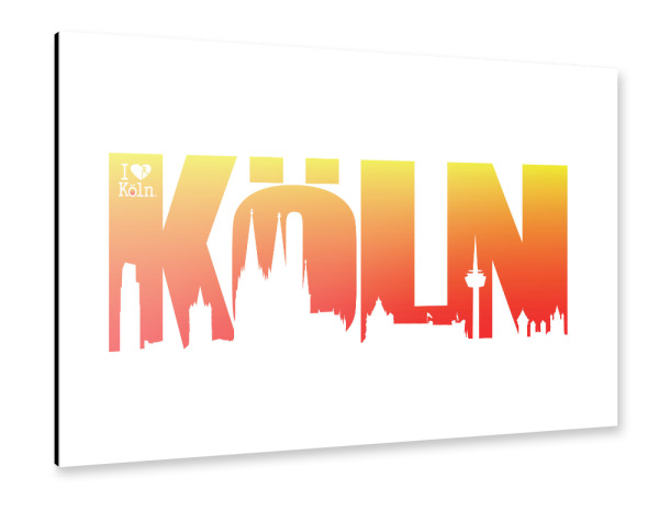 Alu-Dibond "KÖLN SKYLINE SCHRIFTZUG 2" 30x20 cm artboxONE