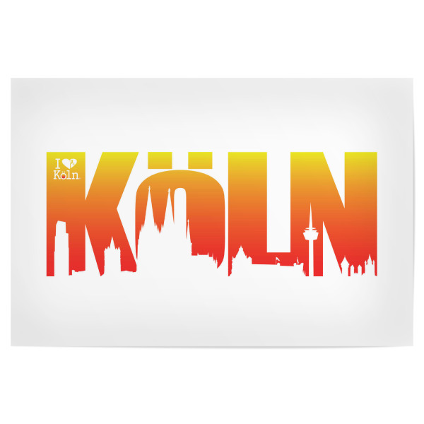 Poster 30x20 cm "KÖLN SKYLINE SCHRIFTZUG 2" artboxONE - Städte / Köln - Köln,Dom,Kölner,Skyline,Cologne colonia,Mediapark,Rhein,Rot und weiß