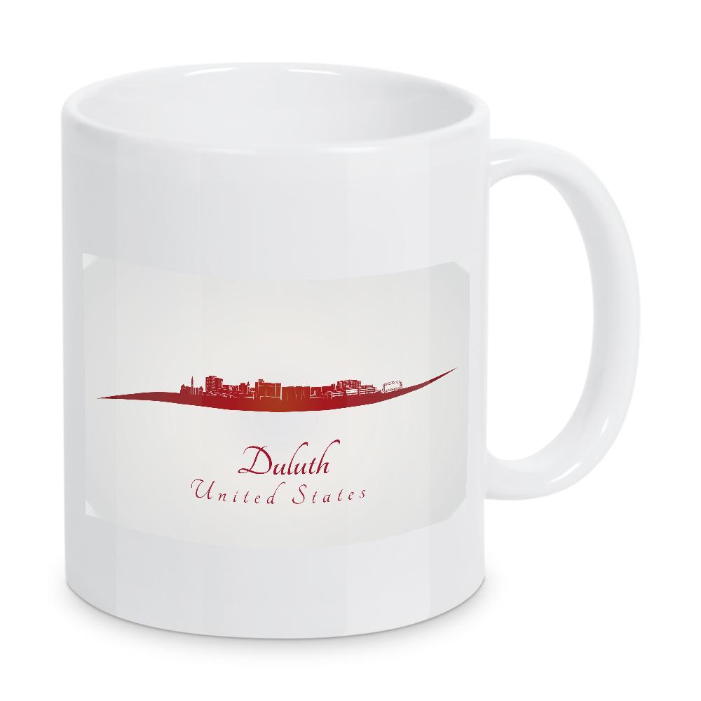 Tasse "Duluth-Skyline in Rot" artboxONE - Städte,Architektur - Stadt,Skyline,Denkmäler,Aquarell,Tourismus,Reise,Souvenir,Pastellfarbe,Geschenk