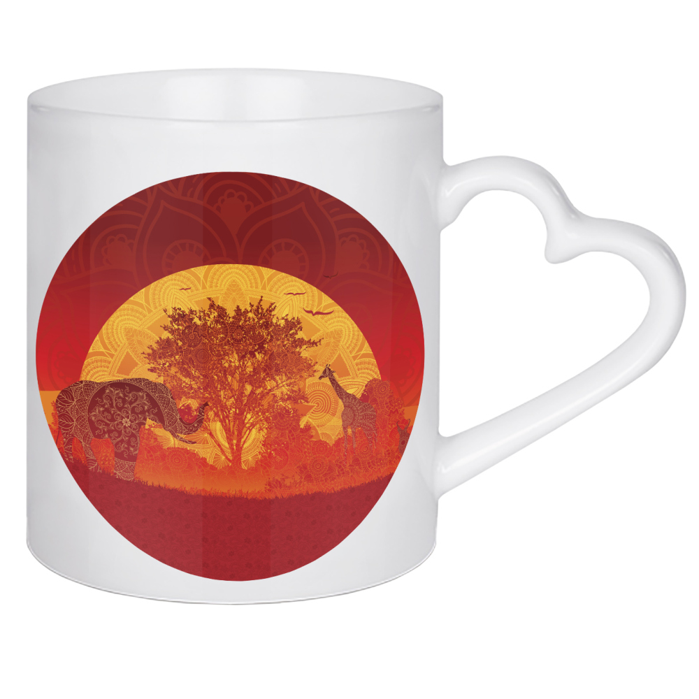 Herztasse "Afrika" artboxONE - Tiere,Abstrakt,Reise / Afrika - Afrika,Elefant,Giraffe,Vektor,Mandala,Yoga,Zen,Tribal