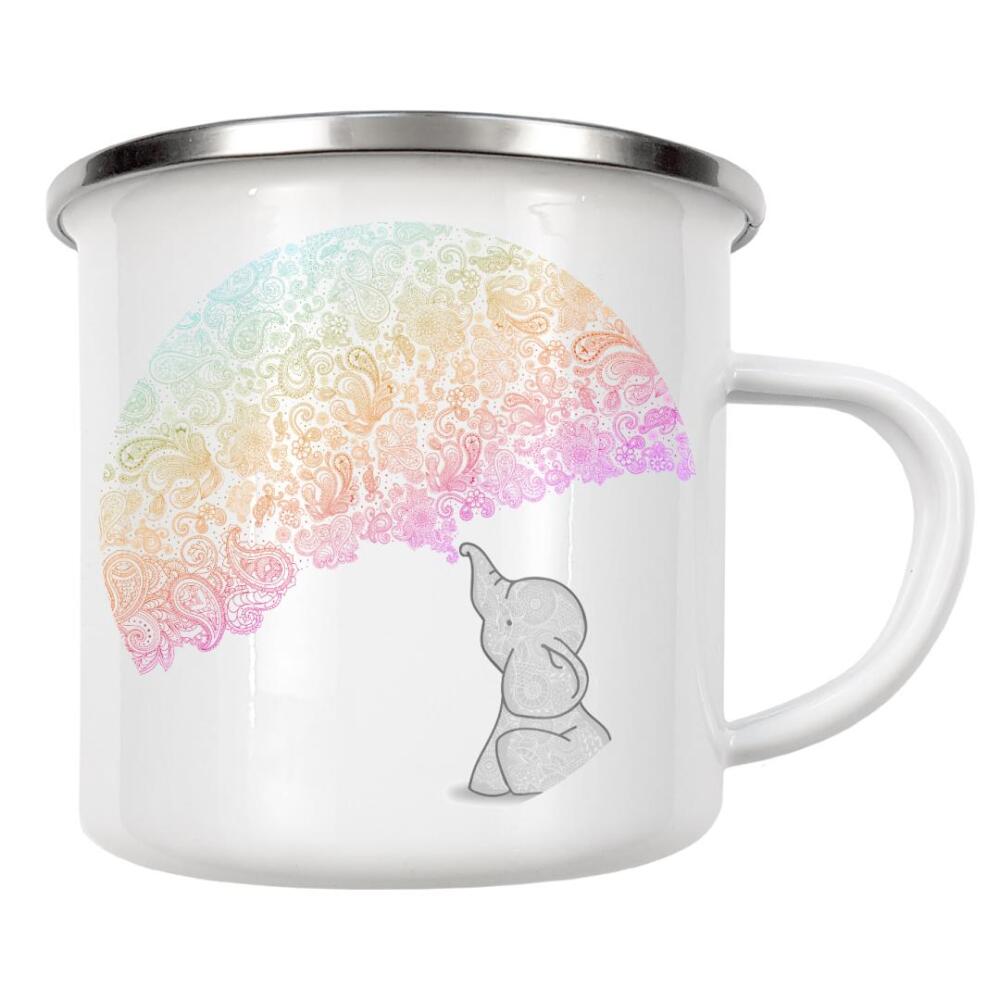 Emaille Tasse "Stammes ausatmen" artboxONE - Natur,Für Kinder,Tiere,Abstrakt - Elefant,Natur,Stammes-,Mandala,Zen,Yoga,Paisley,Kinder,Kinderzimmer