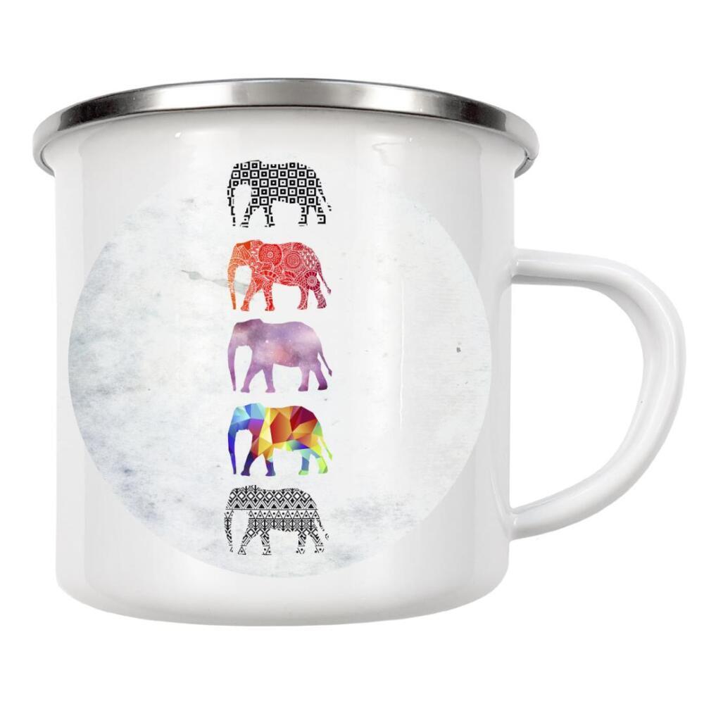 Emaille Tasse "Stammes-Elefanten" artboxONE - Natur,Tiere,Abstrakt - Elefant,Tribal,Mandala,Zen,Yoga,Abstrakt