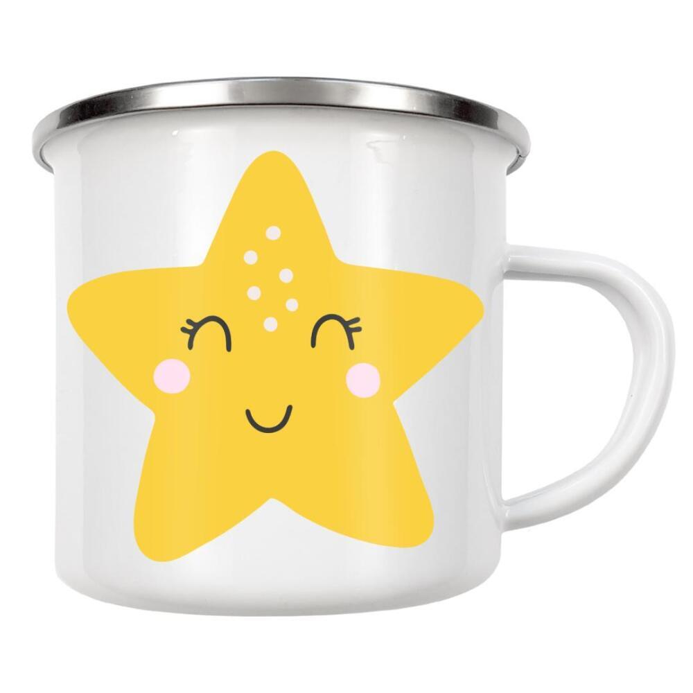 Emaille Tasse "Fröhliche Sternenkunst" artboxONE - Für Kinder - Stern,Boho,Babystern,Glücklich,Abstrakt,Druck,Kunst,Kind,Kind,Kind element
