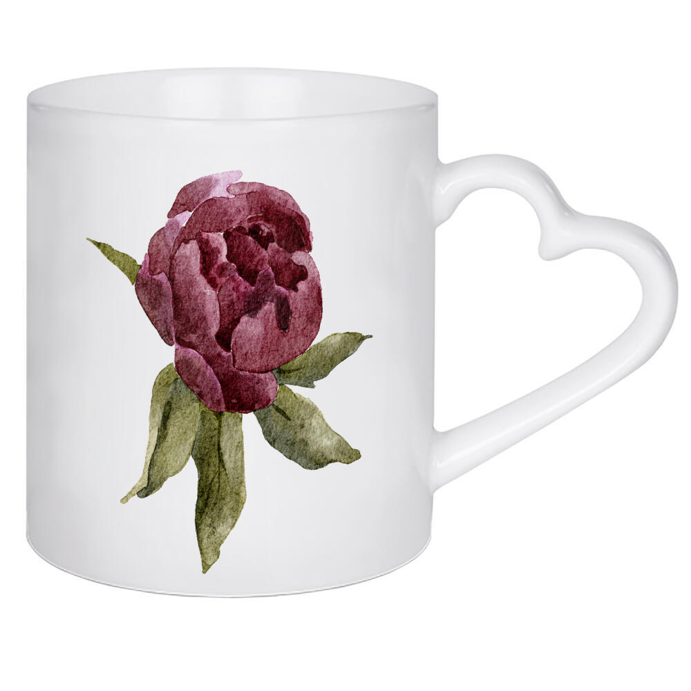 Herztasse "Aquarell Pfingstrose minimal" artboxONE - Floral - Aquarell,Blume,Pfingstrose,Blumen,Boho,Lila,Kunst,Illustration