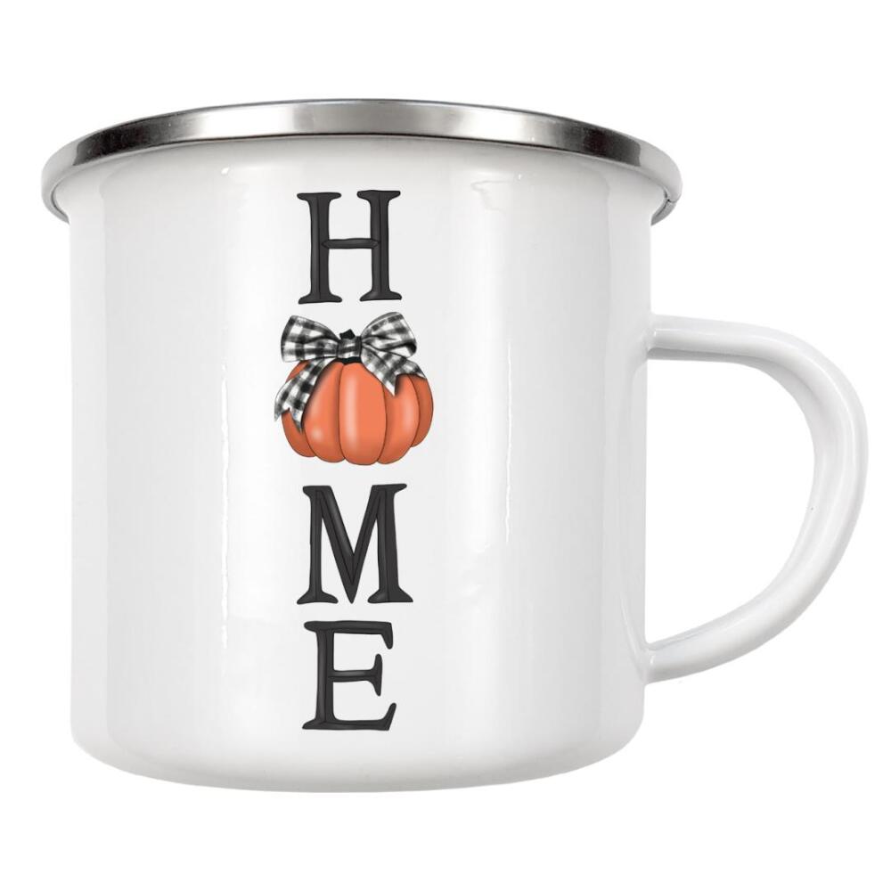 Emaille Tasse "Startseite Kürbis-Grafikdesign" artboxONE - Abstrakt,Buchstaben,Essen & Trinken / Obst & Gemüse,Festivals,Halloween