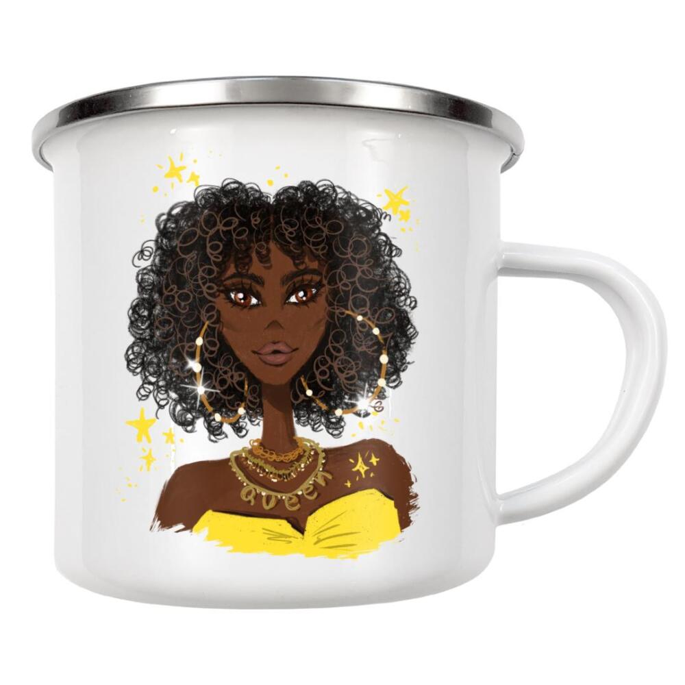 Emaille Tasse "Afro Woman Mom Life Girl Power" artboxONE - Menschen,Fashion,Lustig